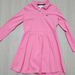 Lacoste Kids Long Sleeve Pink Polo Dress